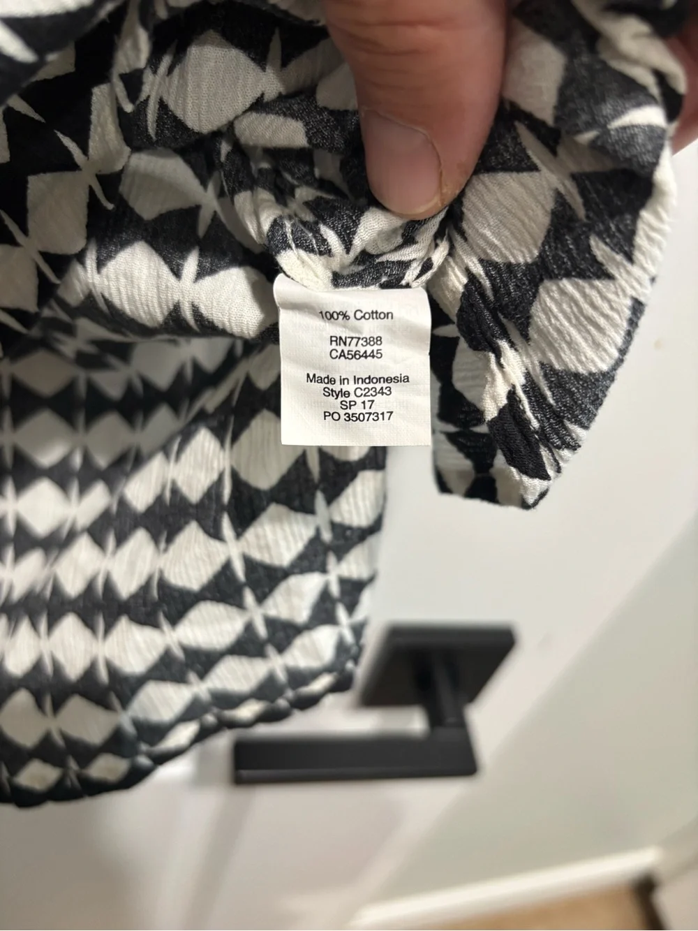 J. Crew Black & White Geometric Tunic Coverup